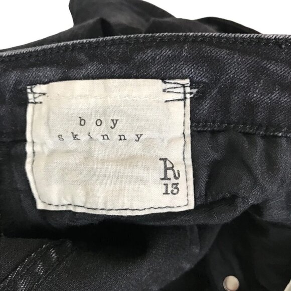 R13 Tailored Boy Skinny Black Jeans Size 24 - Picture 7 of 7